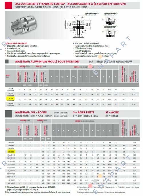 28/38 98sh SR20  Flexible Coupling